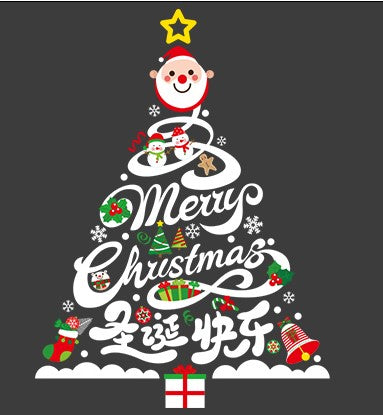 Christmas decorations stickers cartoon Santa Claus Christmas tree window stickers door stickers store store holiday dress