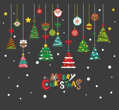 Christmas decorations stickers cartoon Santa Claus Christmas tree window stickers door stickers store store holiday dress