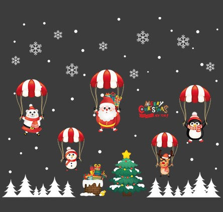 Christmas decorations stickers cartoon Santa Claus Christmas tree window stickers door stickers store store holiday dress