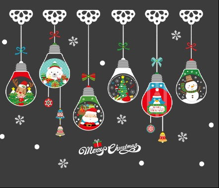 Christmas decorations stickers cartoon Santa Claus Christmas tree window stickers door stickers store store holiday dress