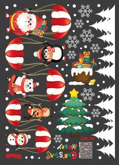 Christmas decorations stickers cartoon Santa Claus Christmas tree window stickers door stickers store store holiday dress