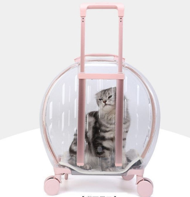 Transparent cat trolley case cat bag pet dog go out portable travel breathable bubble box portable large capacity