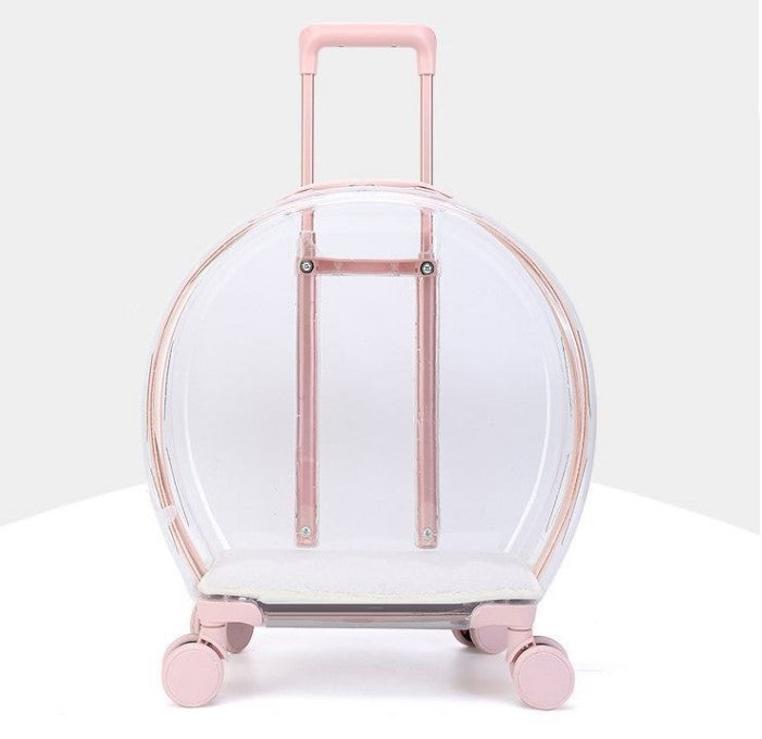 Transparent cat trolley case cat bag pet dog go out portable travel breathable bubble box portable large capacity