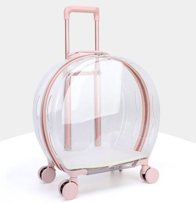 Transparent cat trolley case cat bag pet dog go out portable travel breathable bubble box portable large capacity