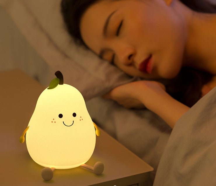 Never separate pear night light creative cute silicone pat light sleep light bedside table lamp rechargeable