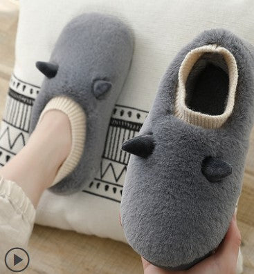 Men's and women's cotton slippers winter full wrap thick bottom home non-slip indoor warm plush men's and women's cotton shoes