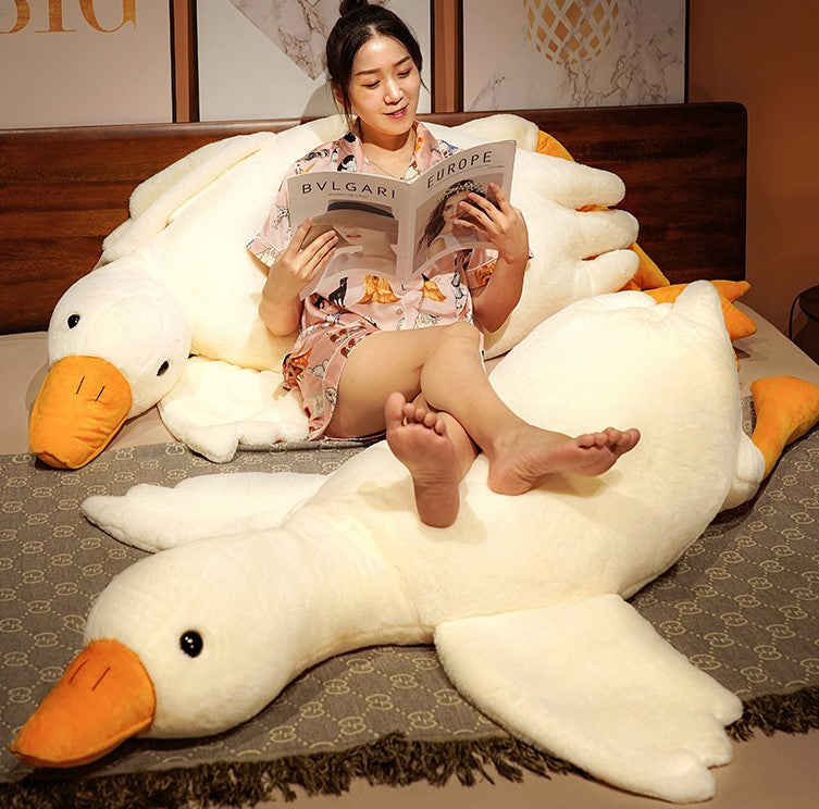 Big white goose pillow plush toy cute big goose pillow bed head pillow bed large back sofa cushion