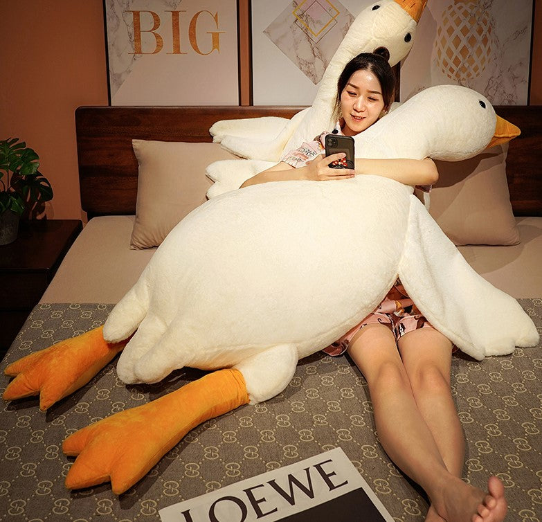 Big white goose pillow plush toy cute big goose pillow bed head pillow bed large back sofa cushion