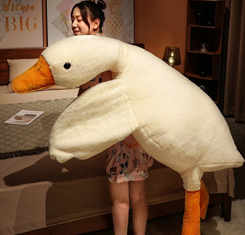 Big white goose pillow plush toy cute big goose pillow bed head pillow bed large back sofa cushion