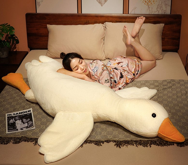 Big white goose pillow plush toy cute big goose pillow bed head pillow bed large back sofa cushion