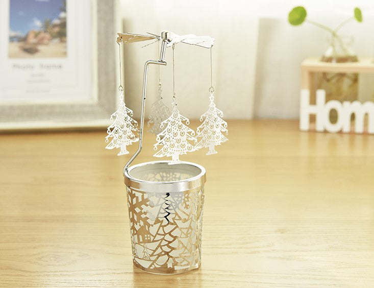 Christmas decoration European-style automatic rotating candlestick pinwheel cup candlestick creative gift revolving lamp