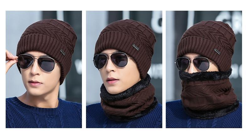 Men's hat winter warm wool fleece ear protection hat