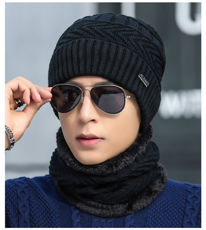 Men's hat winter warm wool fleece ear protection hat