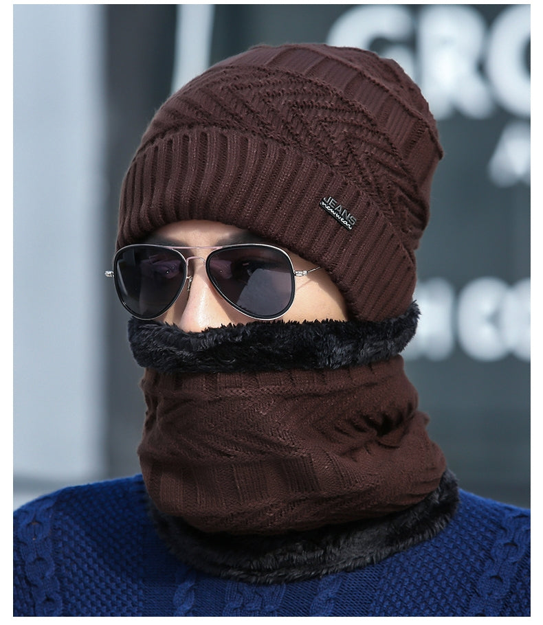 Men's hat winter warm wool fleece ear protection hat