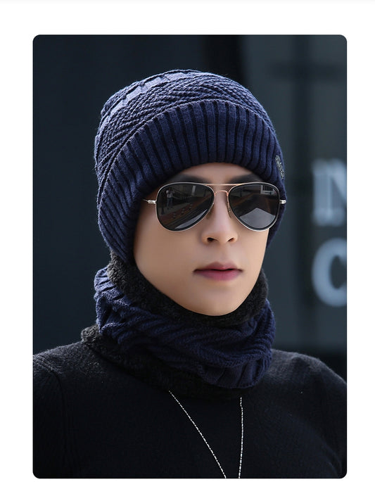 Men's hat winter warm wool fleece ear protection hat