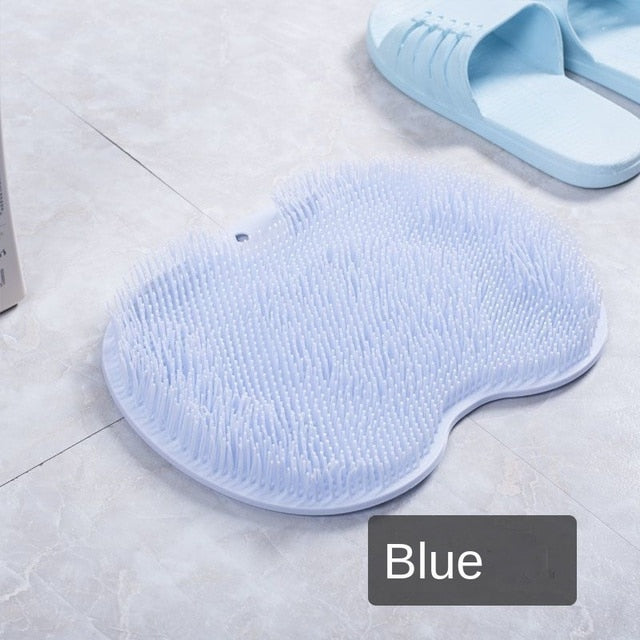 Back Foot Wash Brush with Suckers Massage Pad Foot Back Massage Mat Scrubber Back Bath Brush Anti-Slip Clean Dead Skin Bathroom