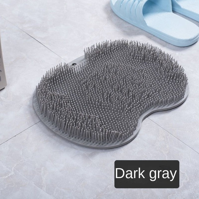 Back Foot Wash Brush with Suckers Massage Pad Foot Back Massage Mat Scrubber Back Bath Brush Anti-Slip Clean Dead Skin Bathroom