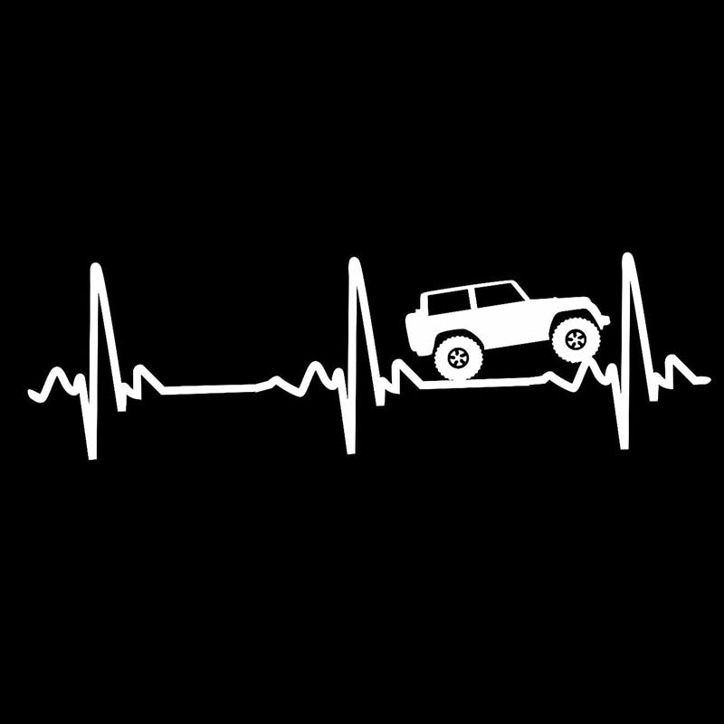 Car Sticker Heart Beat EKG for Jeep Wrangler 4x4 Waterproof Sun Protection Decal for Car, Truck, Laptop PVC, 20cm*6cm