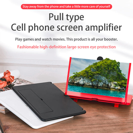 12/10 inch 3D Mobile Phone Screen Magnifier HD Video Amplifier with Foldable Holder Magnifying Glass Smart Phone Stand Bracket