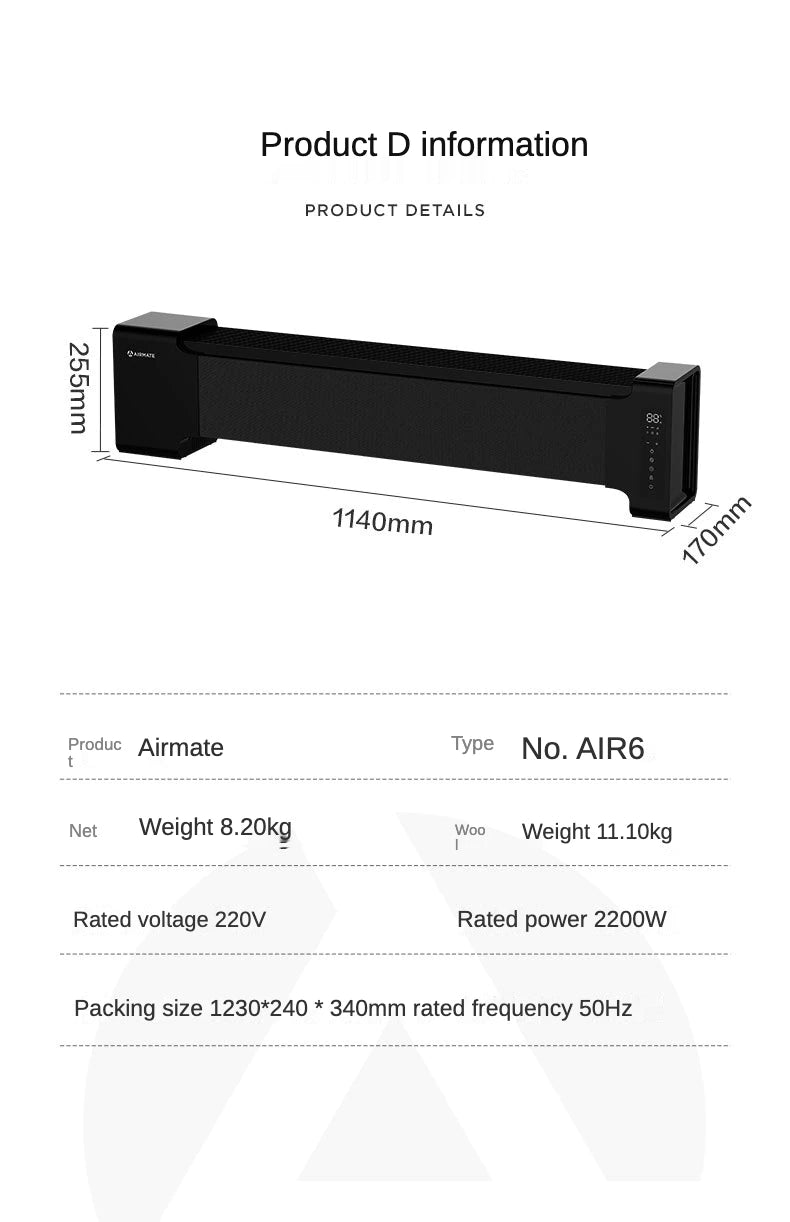 New Airmate 6 heater AIR6 simulation flame oven household graphene electric heater