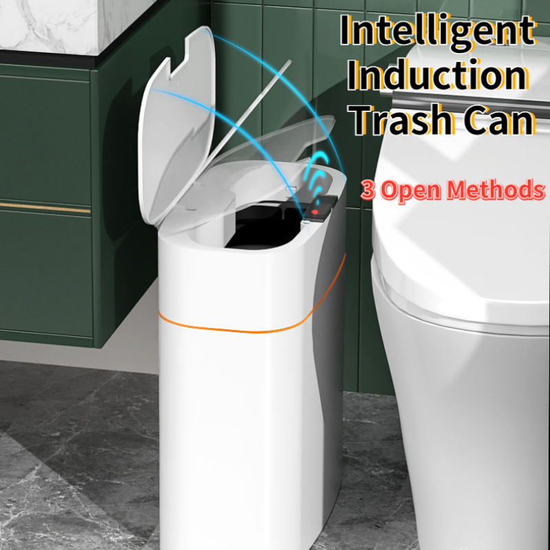 Automatic Intelligent Smart Trash Can Sensor Kitchen Trash Bin with Lid Household Bedroom Bathroom Narrow Gap Waste Garbage Bin