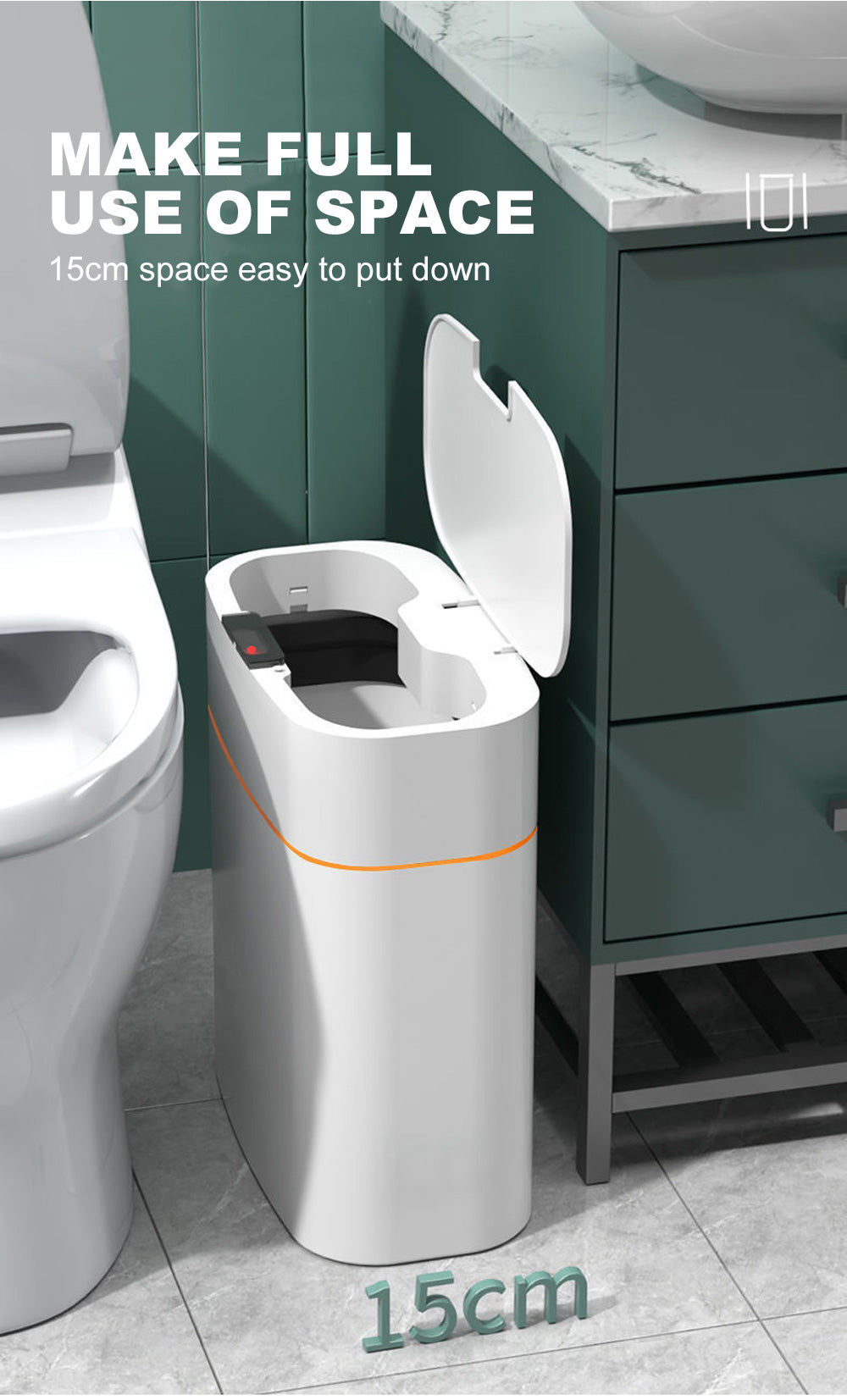 Automatic Intelligent Smart Trash Can Sensor Kitchen Trash Bin with Lid Household Bedroom Bathroom Narrow Gap Waste Garbage Bin