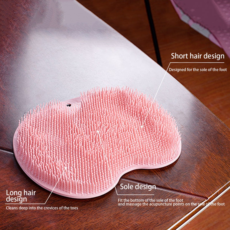 Back Foot Wash Brush with Suckers Massage Pad Foot Back Massage Mat Scrubber Back Bath Brush Anti-Slip Clean Dead Skin Bathroom