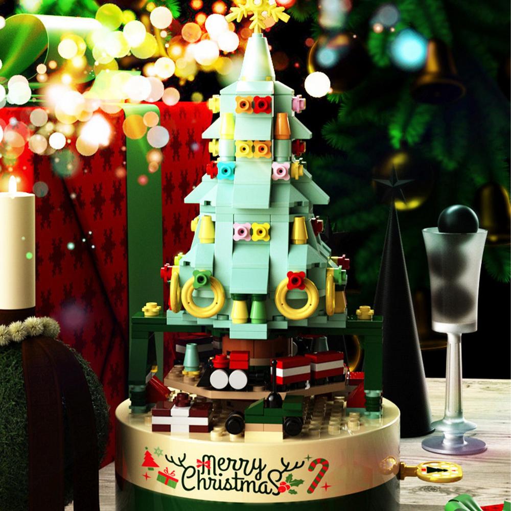 Octagonal Christmas Tree Diy Music Box Kit Building Blocks Music Box Block And Holiday Construction Toy Gift For Kids And Adults