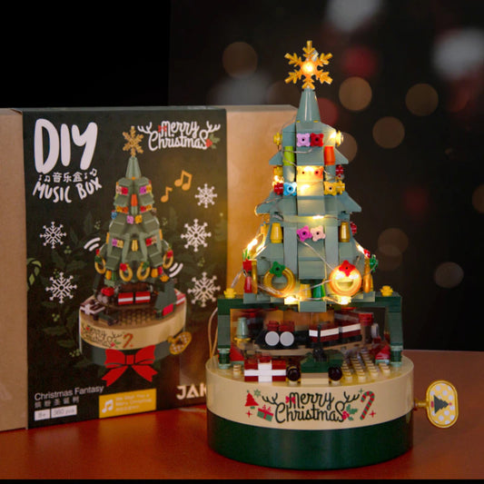 Octagonal Christmas Tree Diy Music Box Kit Building Blocks Music Box Block And Holiday Construction Toy Gift For Kids And Adults