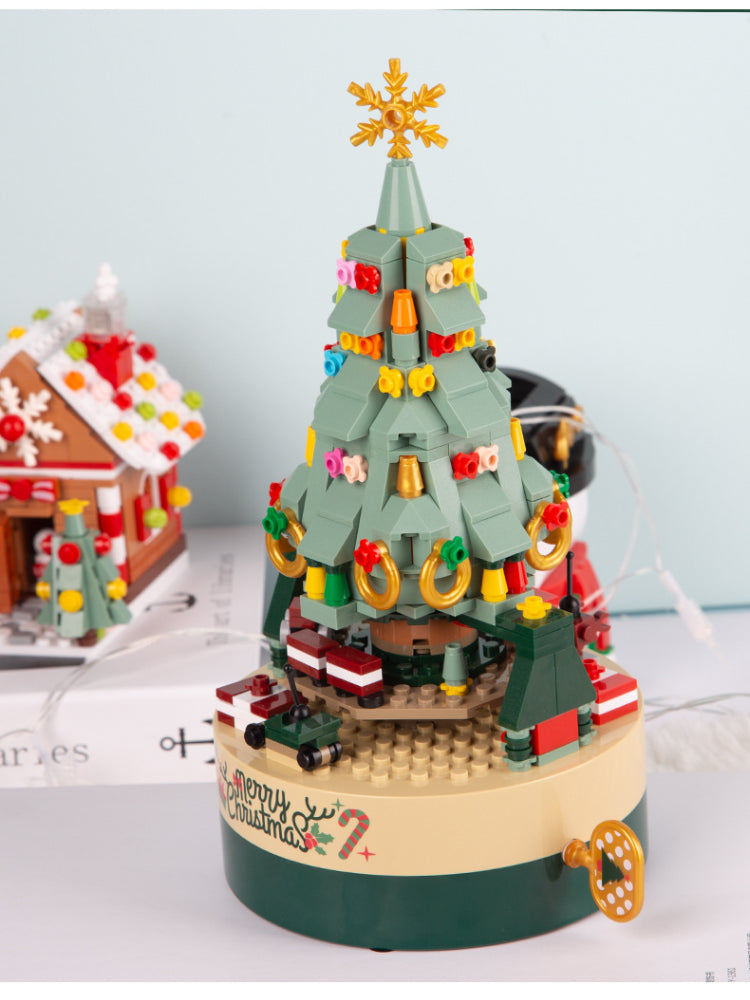 Octagonal Christmas Tree Diy Music Box Kit Building Blocks Music Box Block And Holiday Construction Toy Gift For Kids And Adults