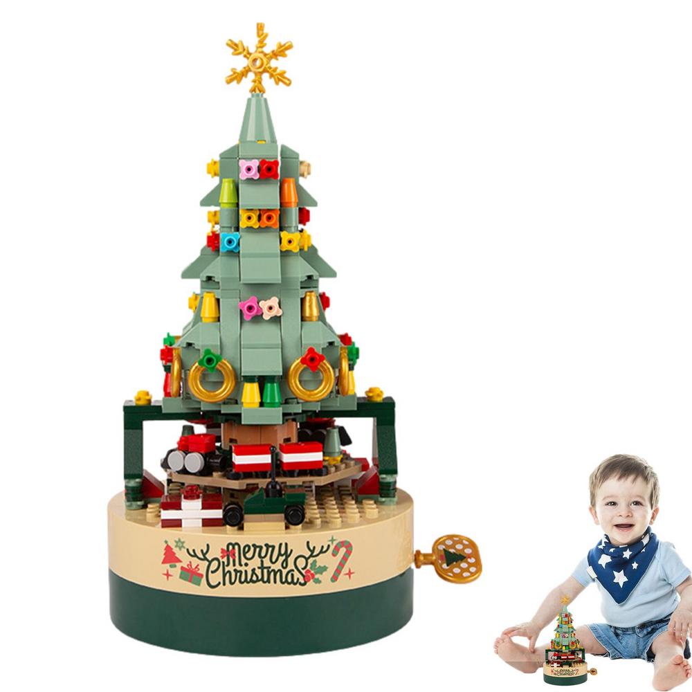 Octagonal Christmas Tree Diy Music Box Kit Building Blocks Music Box Block And Holiday Construction Toy Gift For Kids And Adults