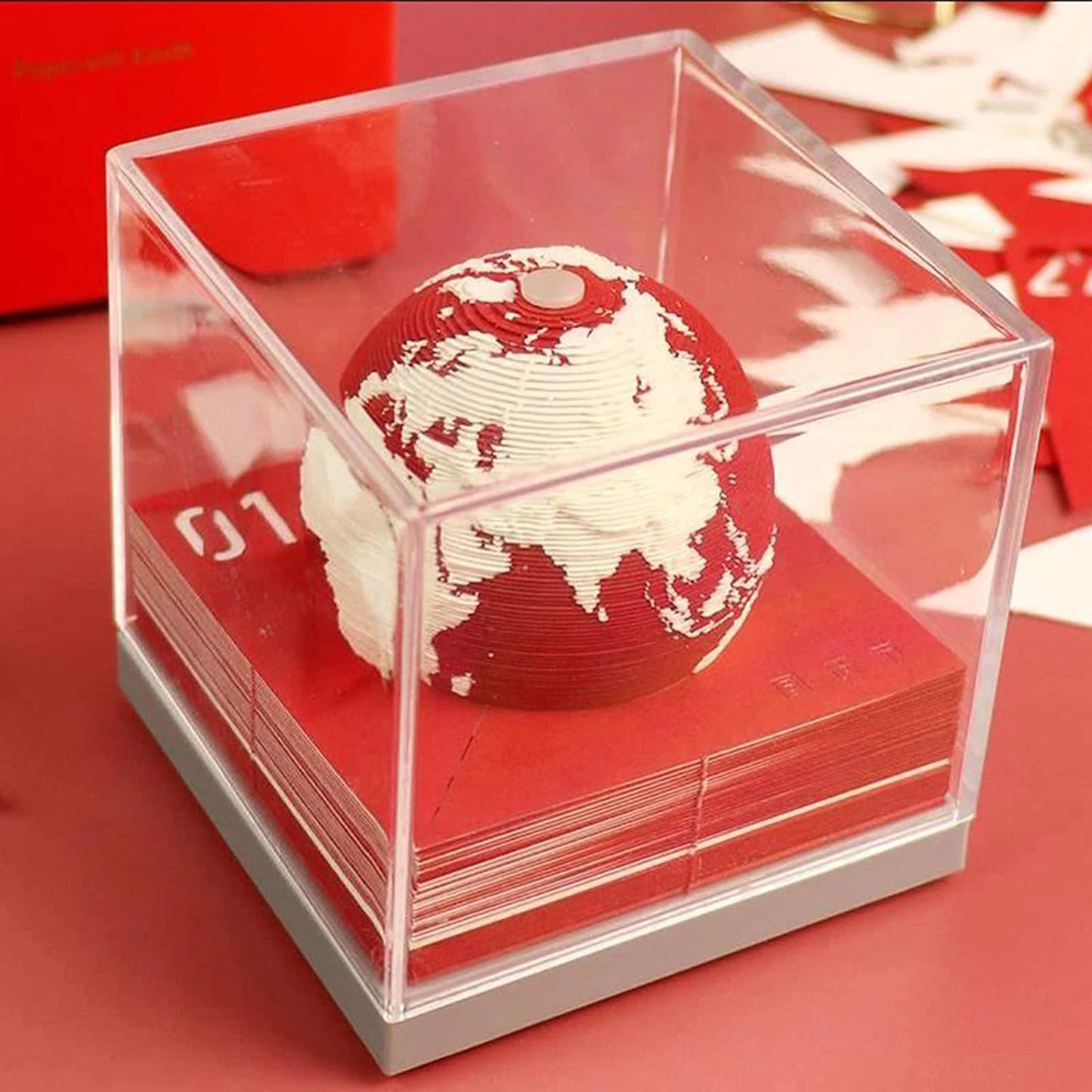 2023 Calendar 3D Earth Model Creative Note Desktop Calendar Study Ornament 3D Paper Sculpture Memo Creative Commemorative Gift