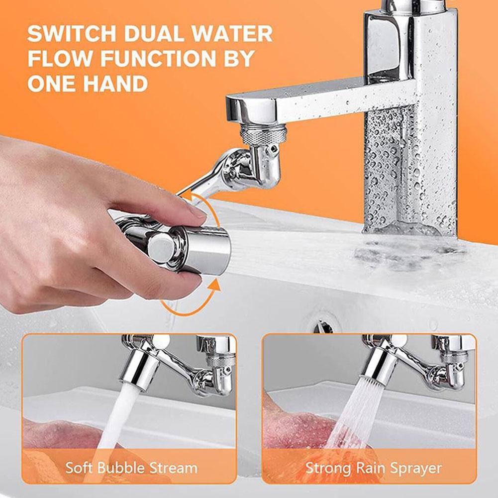 Universal 1080° Rotatable Faucet Aerator Extender Plastic Splash Filter Faucets Bubbler Nozzle Robotic Arm for Kitchen Bathroom