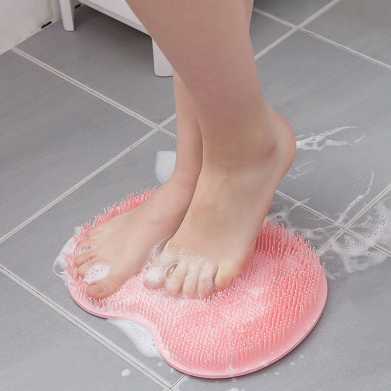 Back Foot Wash Brush with Suckers Massage Pad Foot Back Massage Mat Scrubber Back Bath Brush Anti-Slip Clean Dead Skin Bathroom